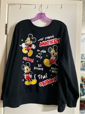 Disney Black Crewneck Sweatshirt with Red & Yellow Mickey Art